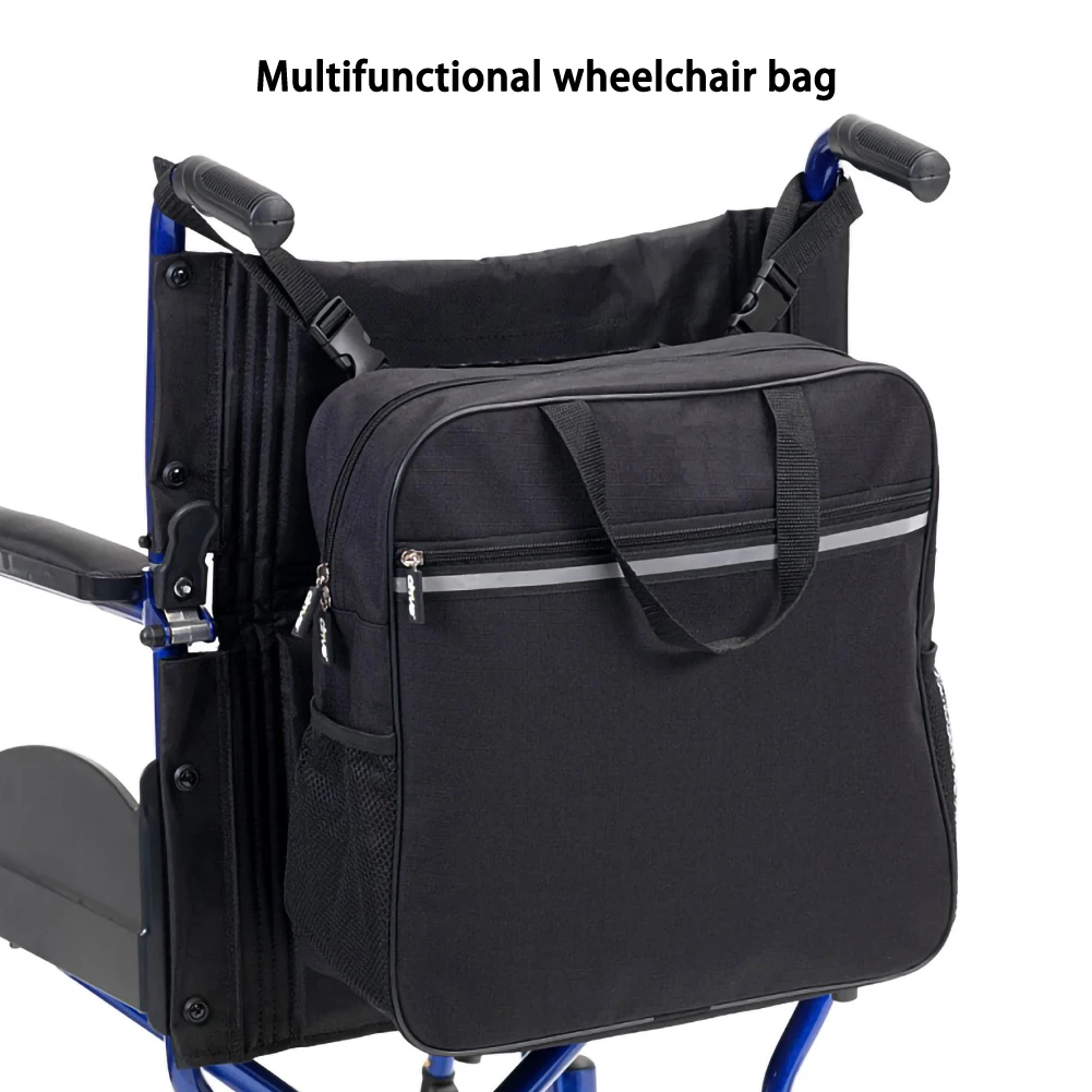 

Wheelchair Side Bag Armrest Pouch Organizer Bag Phone Pocket Walker Scooter Great Accessory Storage Handbags Black