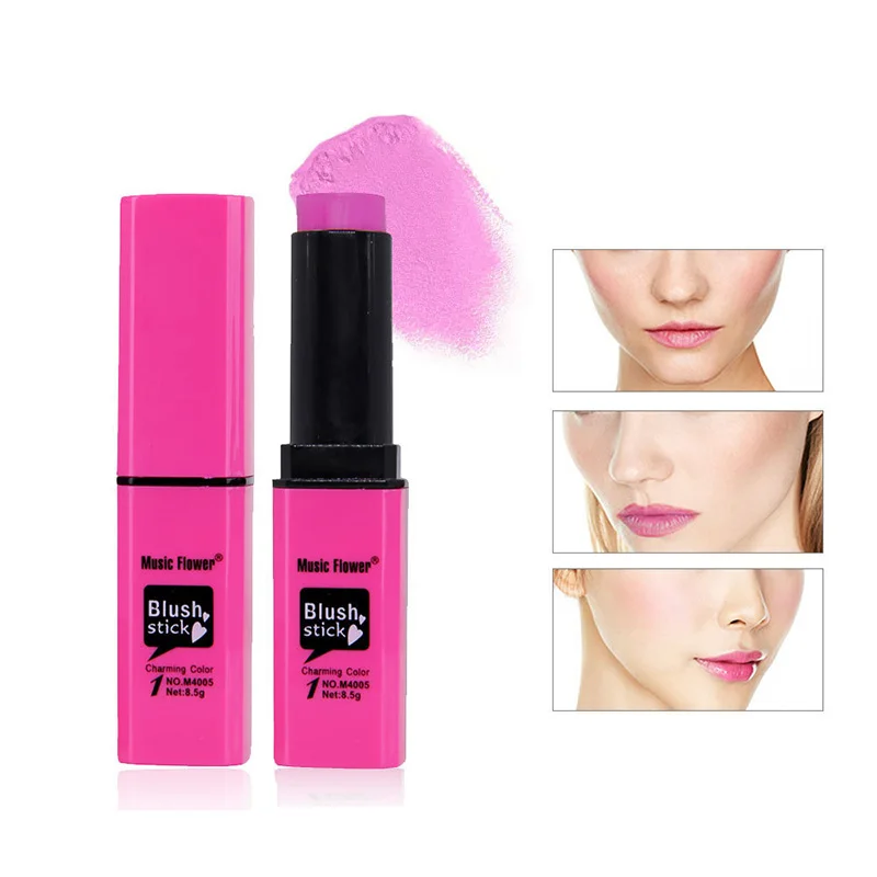 

1Pcs Face Mineral Pigment Cheek Blusher Stick Long Lasting Makeup Professional Contour Shadow Pink Rouge Stick Cosmetics