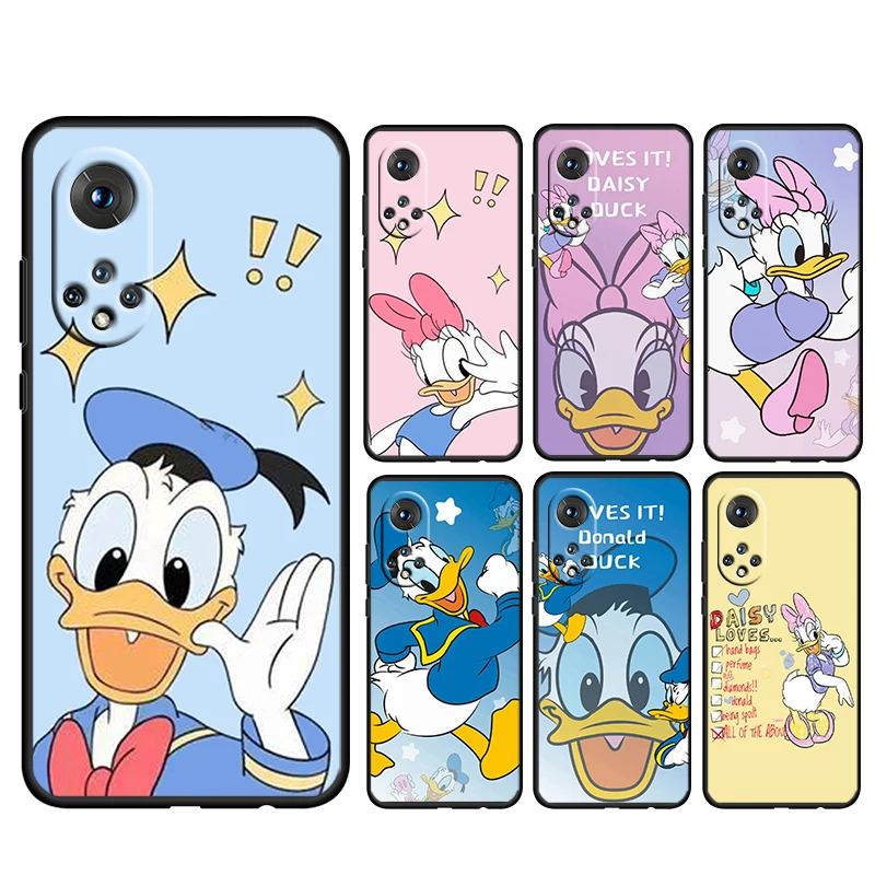 

Donald Duck Daisy For Honor 60 50 30 20 20S 10 9 9X 9A 8A Pro Plus Lite 4G 5G Soft Silicone Black Phone Case