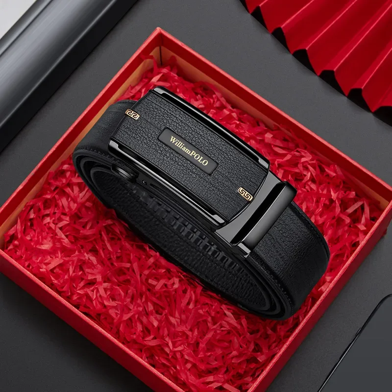 Мужской ремень с автоматической пряжкой Новинка 2024 кожаный модный пояс