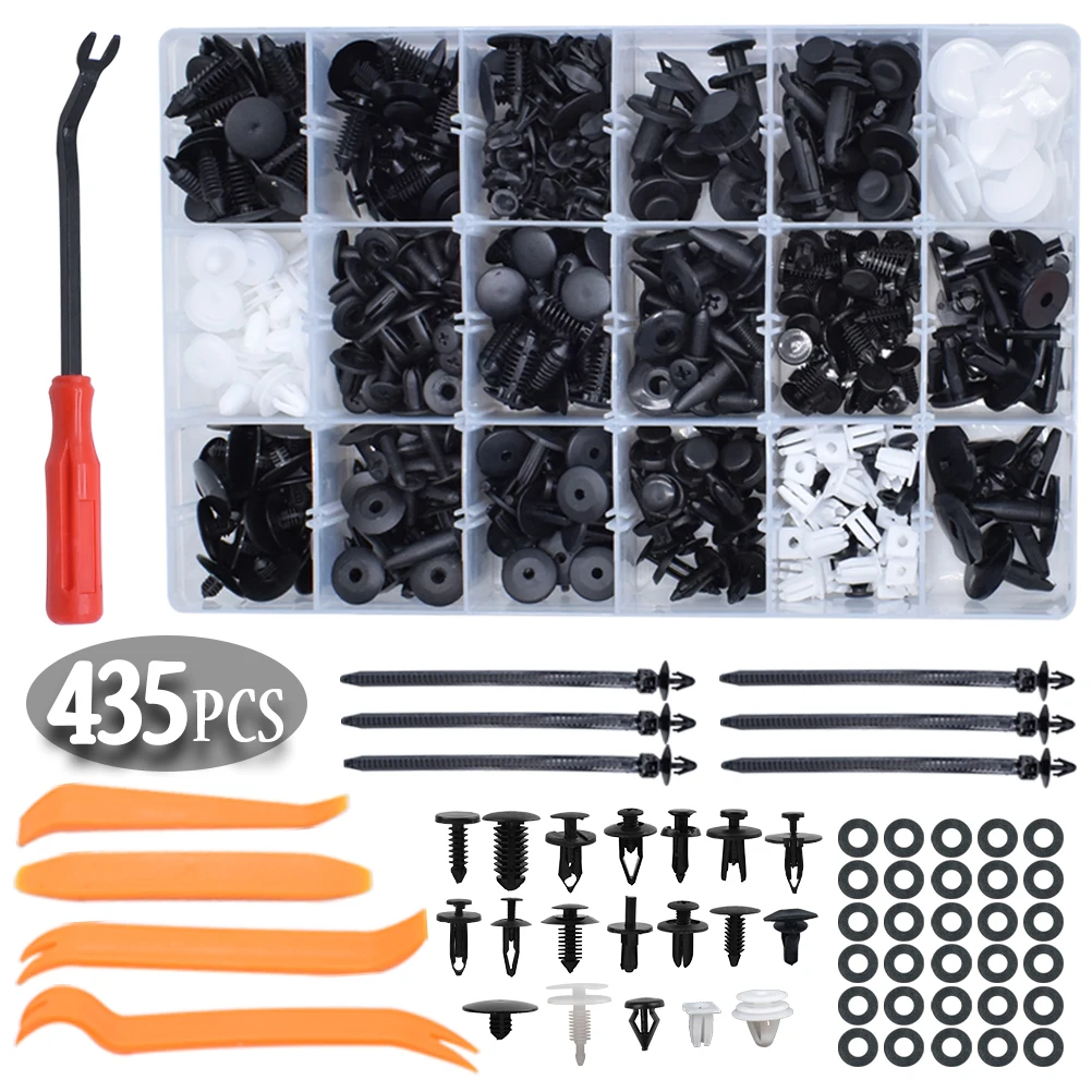 

435PCS Car Body Push Pin Rivet Trim Moulding Clips Removal Tools Bumper Hood Fender Panel Fastener Auto Mixed Door Retainer Kit