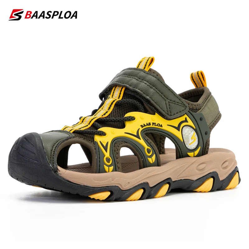 Baasploa Kids Sandals Summer New Fashion Children Beach Shoes Breathable Non-Slip Outdoor Boys Sandals Hook&loop Free Shipping