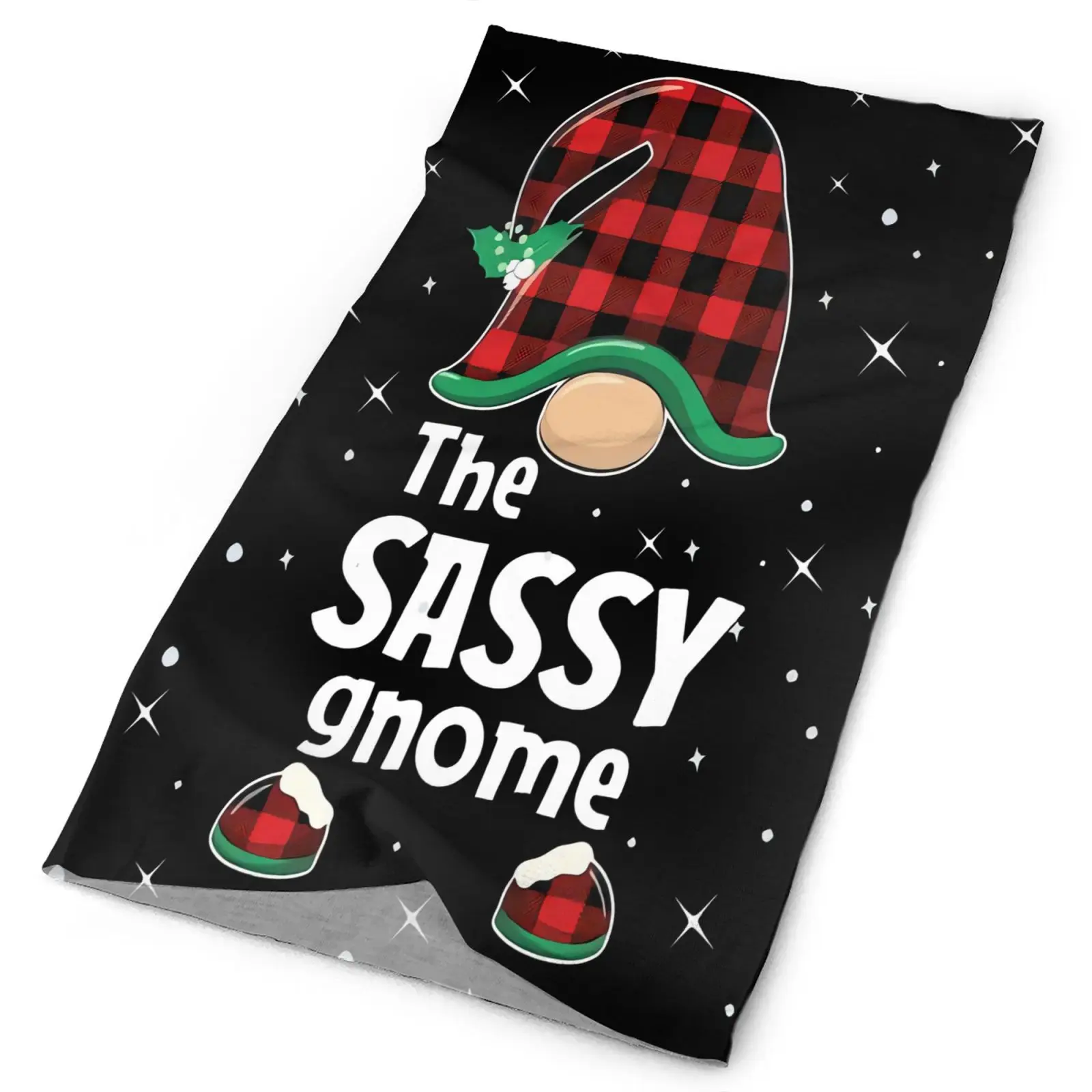 

Sassy Gnome Buffalo Plaid Matching Men's Bandana Scarf Tactical Men's Neck Buff Bandana Man Ski Mask Skis Scarf Balaclava Mask