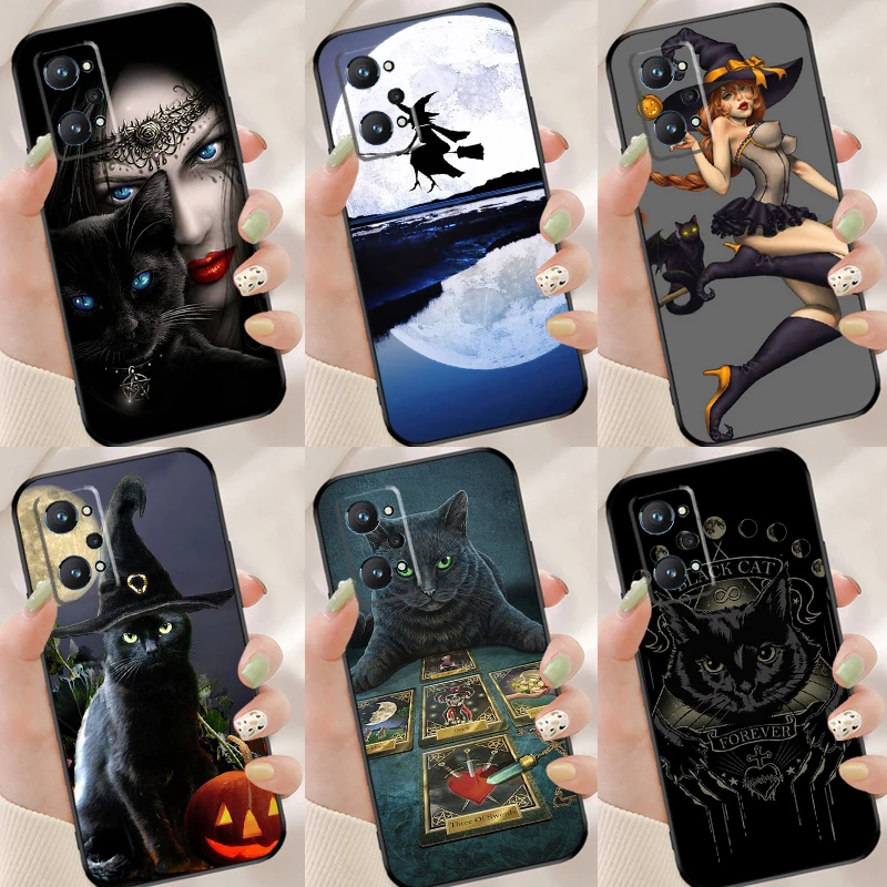 Чехол-накладка Witchcraft с котом на Хэллоуин и темной ведьмой для Realme GT Neo 2 GT Master C21 8 Pro 8i, чехол для OnePlus Nord 2 8T 9R 9 Pro