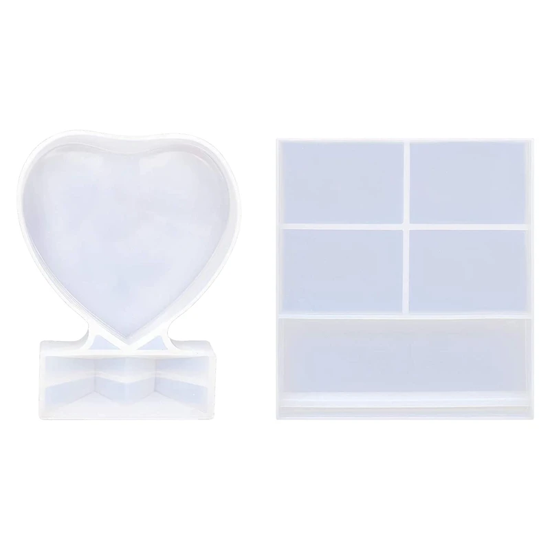 

2Pcs Resin Mold for Photo Frame,Rectangle & Heart Shape Silicone Epoxy Molds for Casting, Personalized Photo Frame Mold