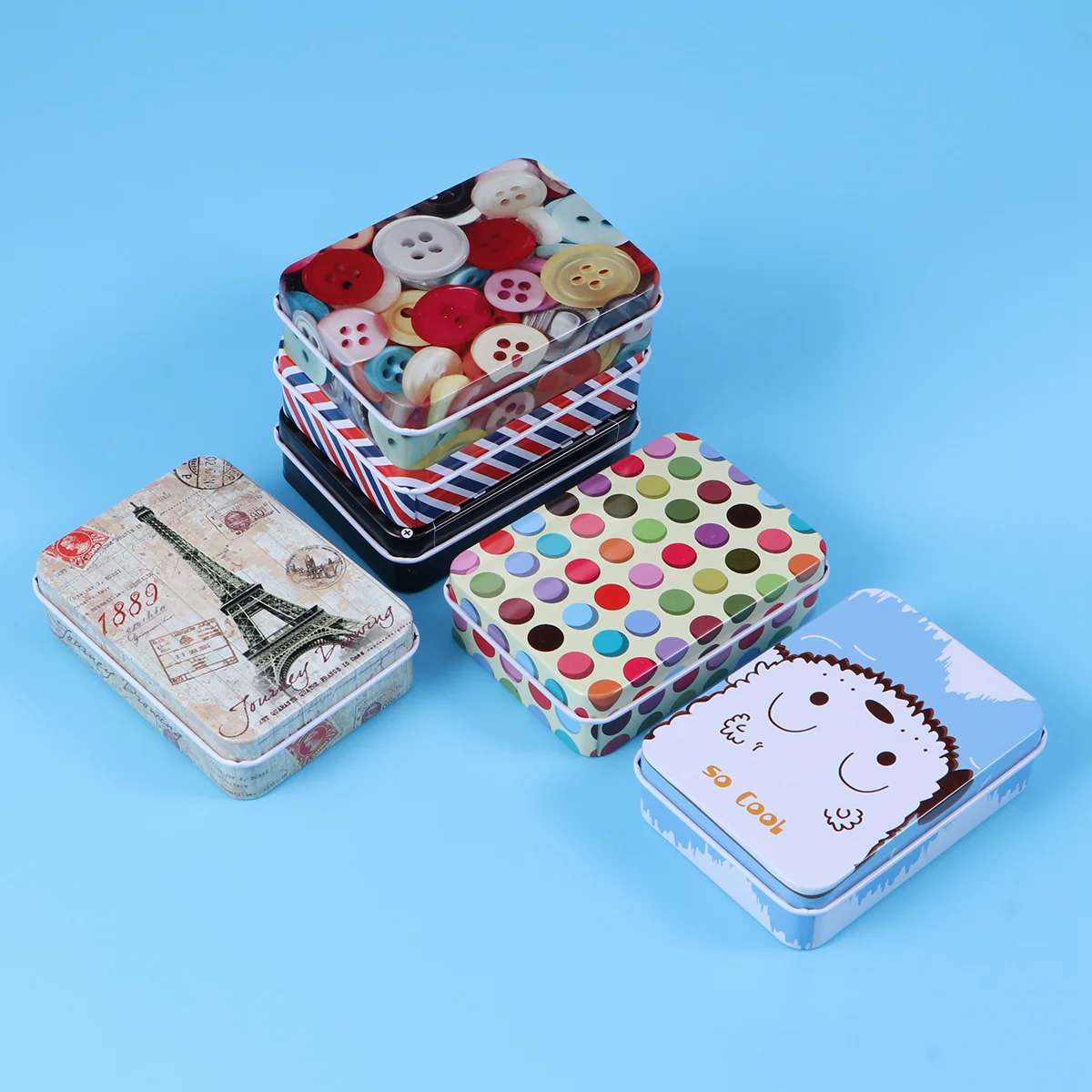 

6 Tin Box Novelty Cartoon Candy Mini Cans Case Storage Box for Home Office School