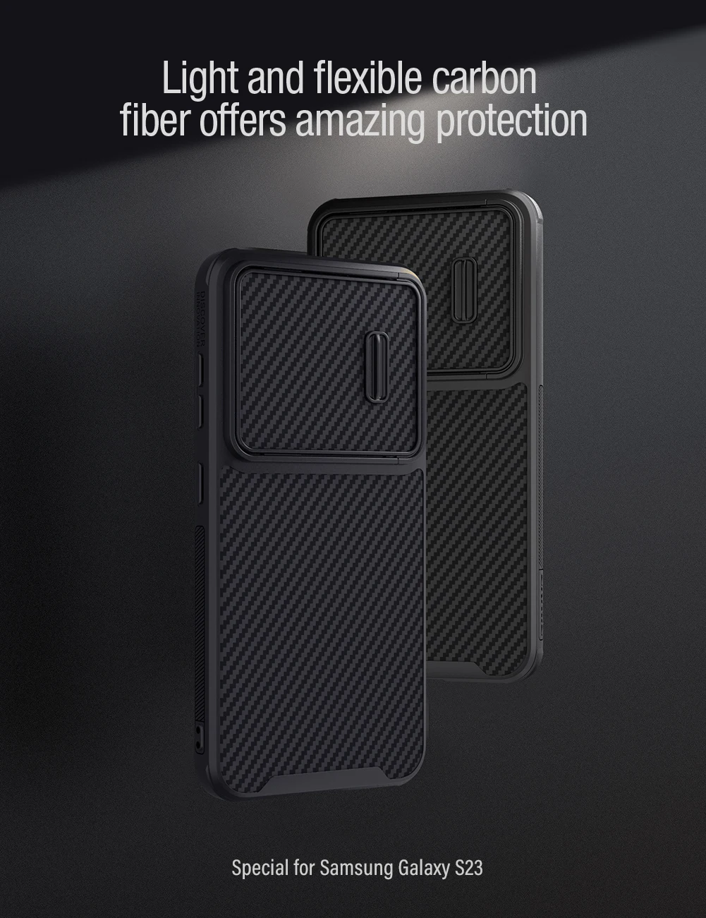 

For Samsung Galaxy S23 Case Nillkin Synthetic Fiber S Carbon Slide Camera Protection Case For Samsung S23 Ultra S23+/S23 Plus