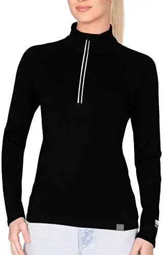 

Women\u2019s Half Zip Base Layer Top 400g Heavyweight Merino Wool Sweater