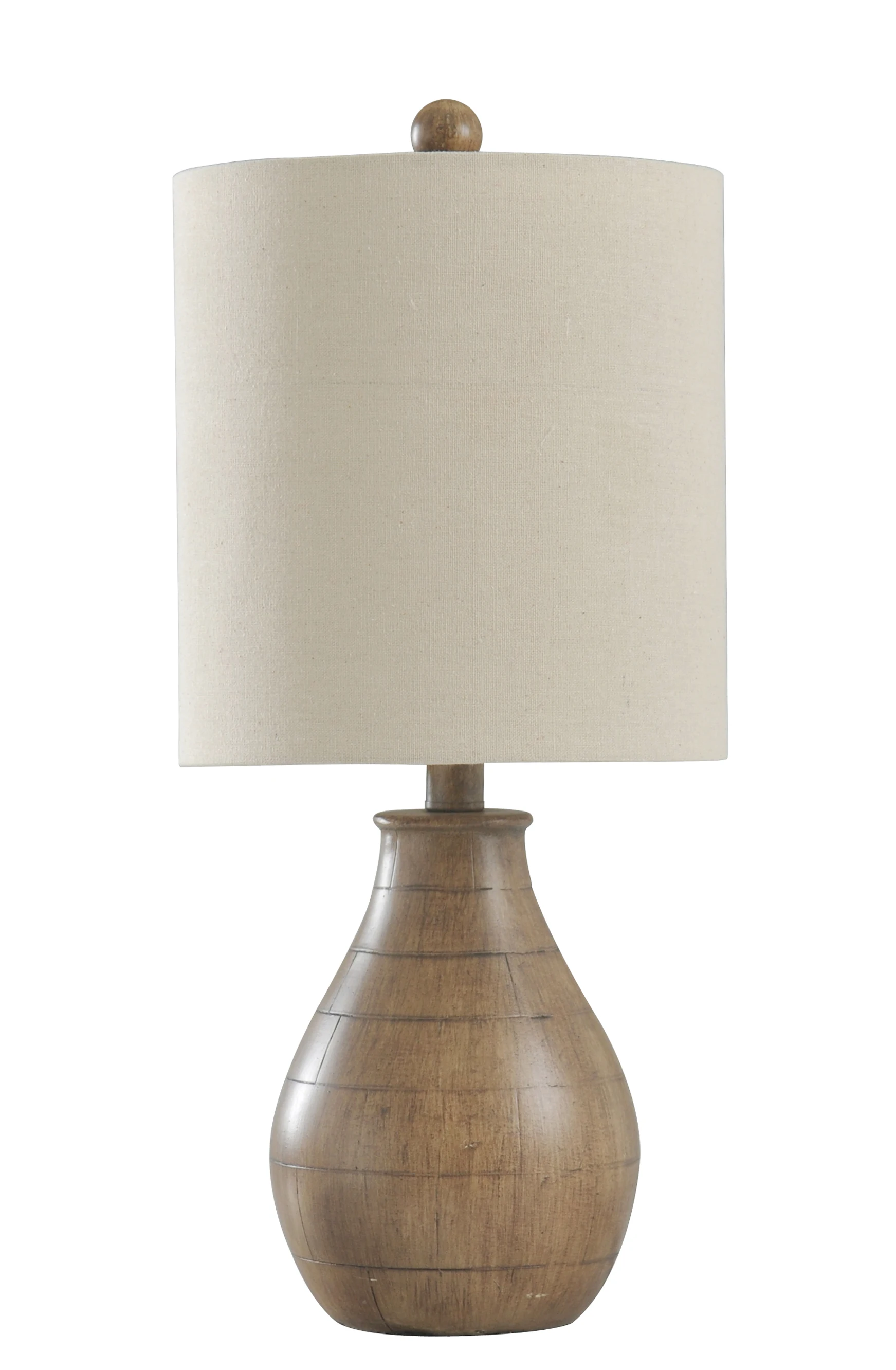 21.3" Table Lamp - Brown Finish - White Hardback Fabric Shade
