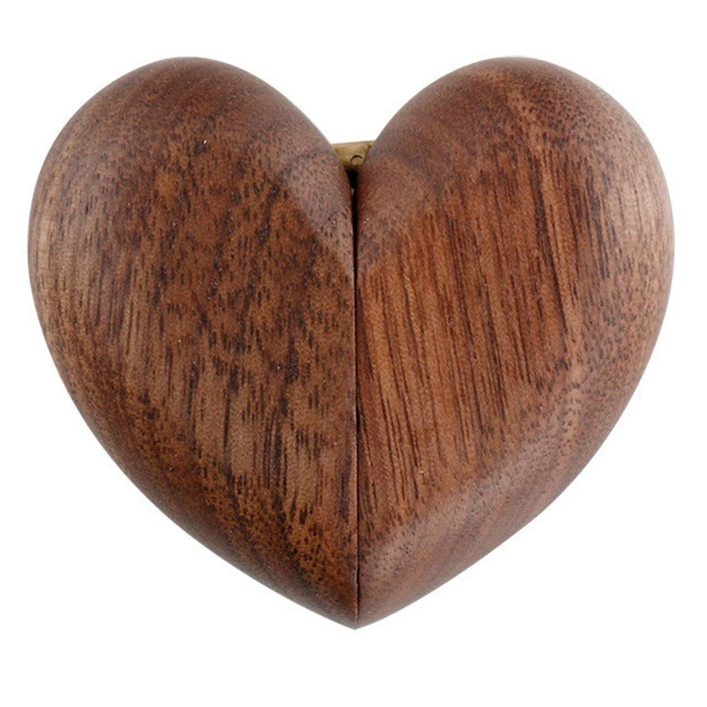 

Коробка для колец в форме сердца из черного ореха, ретро креативная коробка для хранения, миниатюрная Высококачественная подарочная упаков...