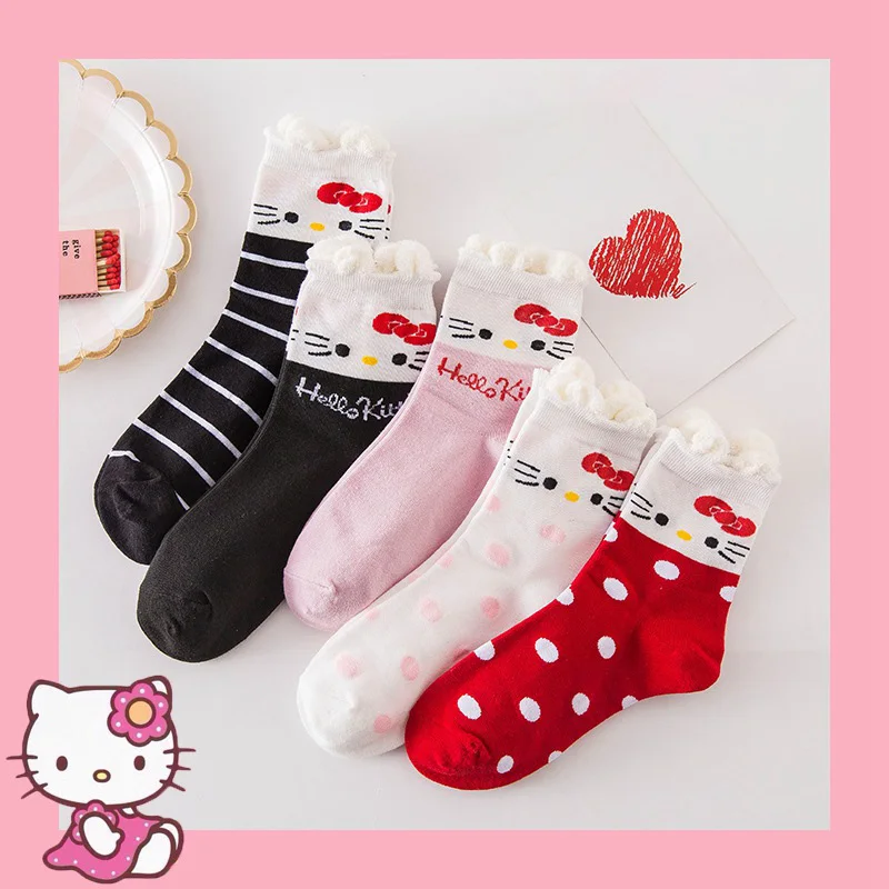 

Милые аниме Sanrio, детские мягкие плюшевые спортивные носки Hello Kitty, милые универсальные хлопковые носки для девочек, подарок