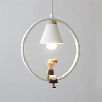 Nordic children's iron ring chandelier bedroom chandelier home decoration led bird lamp attic lamp E27