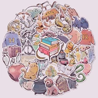 50pcs vintage watercolor series stickers magic owl trolley case notebook diy decoration scrapbooking kawaii stationery stickers