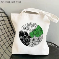 women shopper bag demiromantic pride flowers kawaii bag harajuku shopping canvas shopper bag girl handbag tote shoulder lady bag