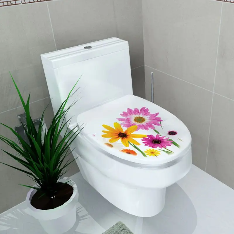 

Simplicity Fresh Style Toilet Seat Wall Sticker Art Bathroom Decals Decor PVC Removable Home Decor микки маус наклейки в ванную