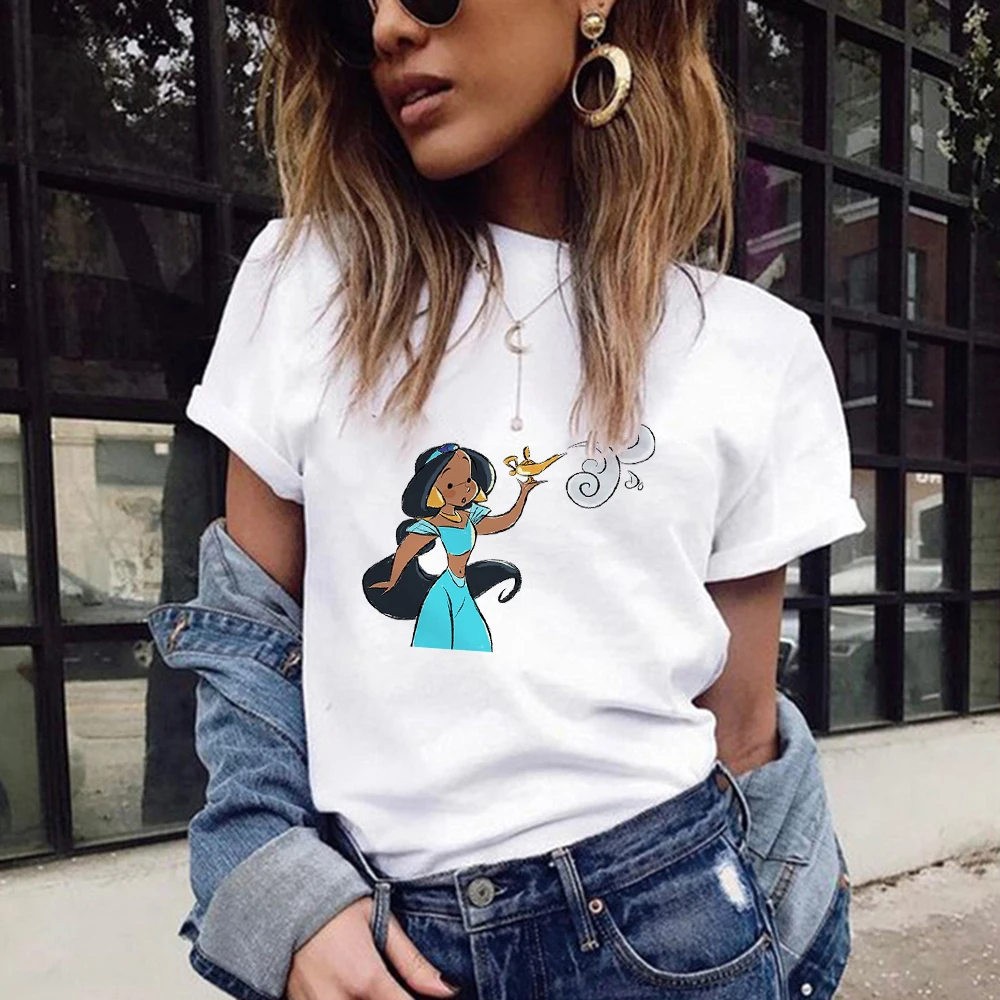 

Casual Tiana And Frog Print Women Comfort T-Shirt Kawaii Harajuku Lady Girl Top Tee Clothes Dropship Summer Short Sleeve