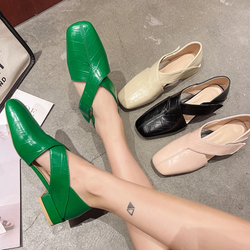 

Fashion Women Flats Square Toe Slip on Loafers Comfortable Ladies Shoes Flats Heeled Casual Spring/Autumn Fashion Blue Shoes