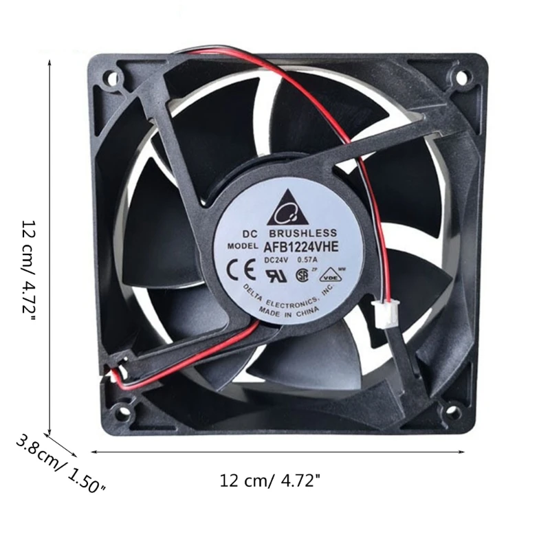 Инверторный охлаждающий вентилятор AFB1224VHE DC24V 0 57A 12 см 12038 120x120x38 мм 2-проводной