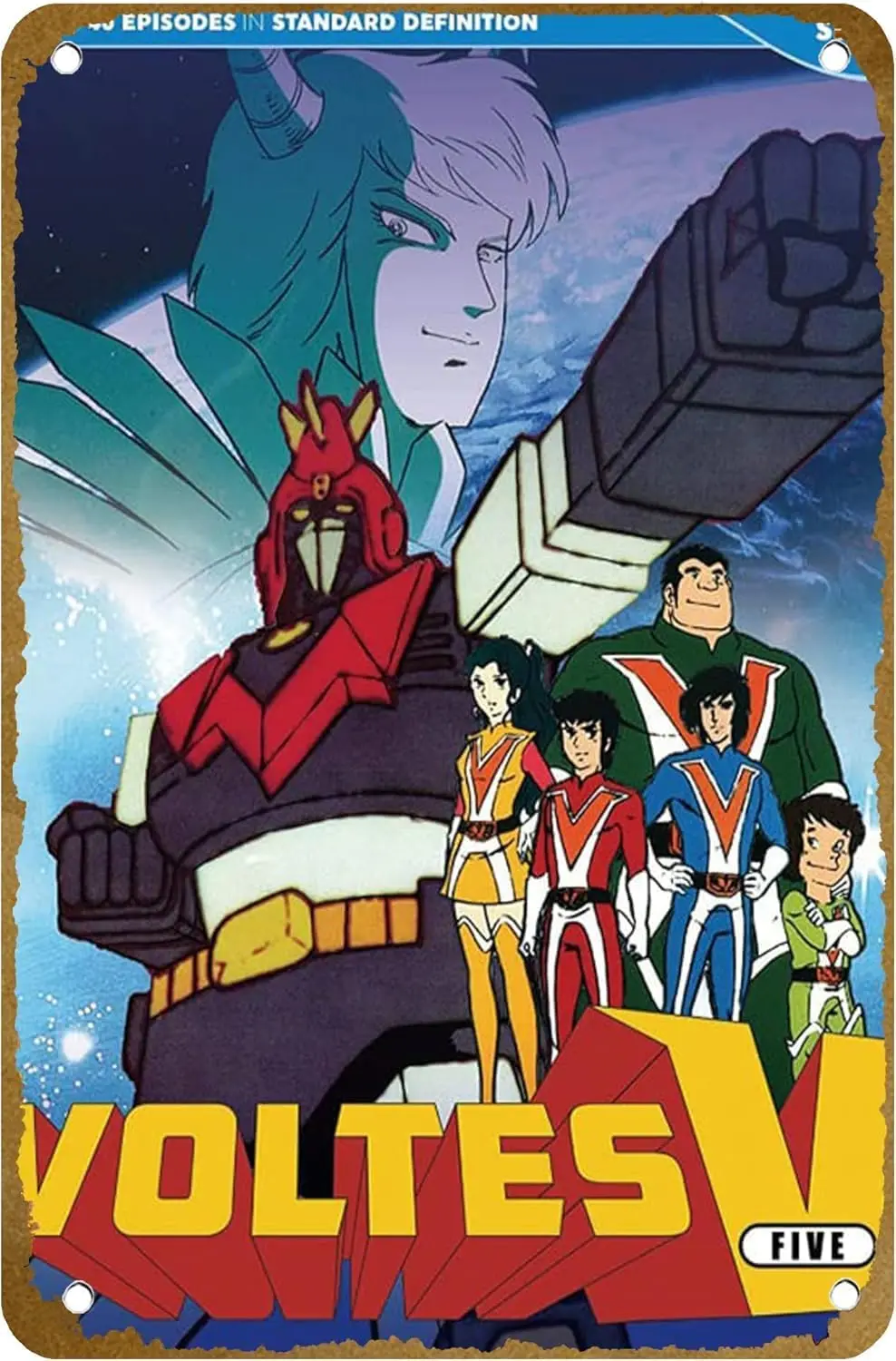 Super Electromgnetc Mchne Voltes V (1977) Плакат Vntge Metl Tn Sgn Logo Fmly Club Br Cfe Спальня rt Wll Decorton Gft 8x12 nches