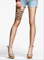thin pantyhose tattoo letters printed stockings fishnet new sexy direct selling real arrival letter medias pantis woman female