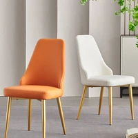 gold dining room chairs nordic luxury leather soft designer dining chairs home relaxing sillas de cocina home furniture cc50cy