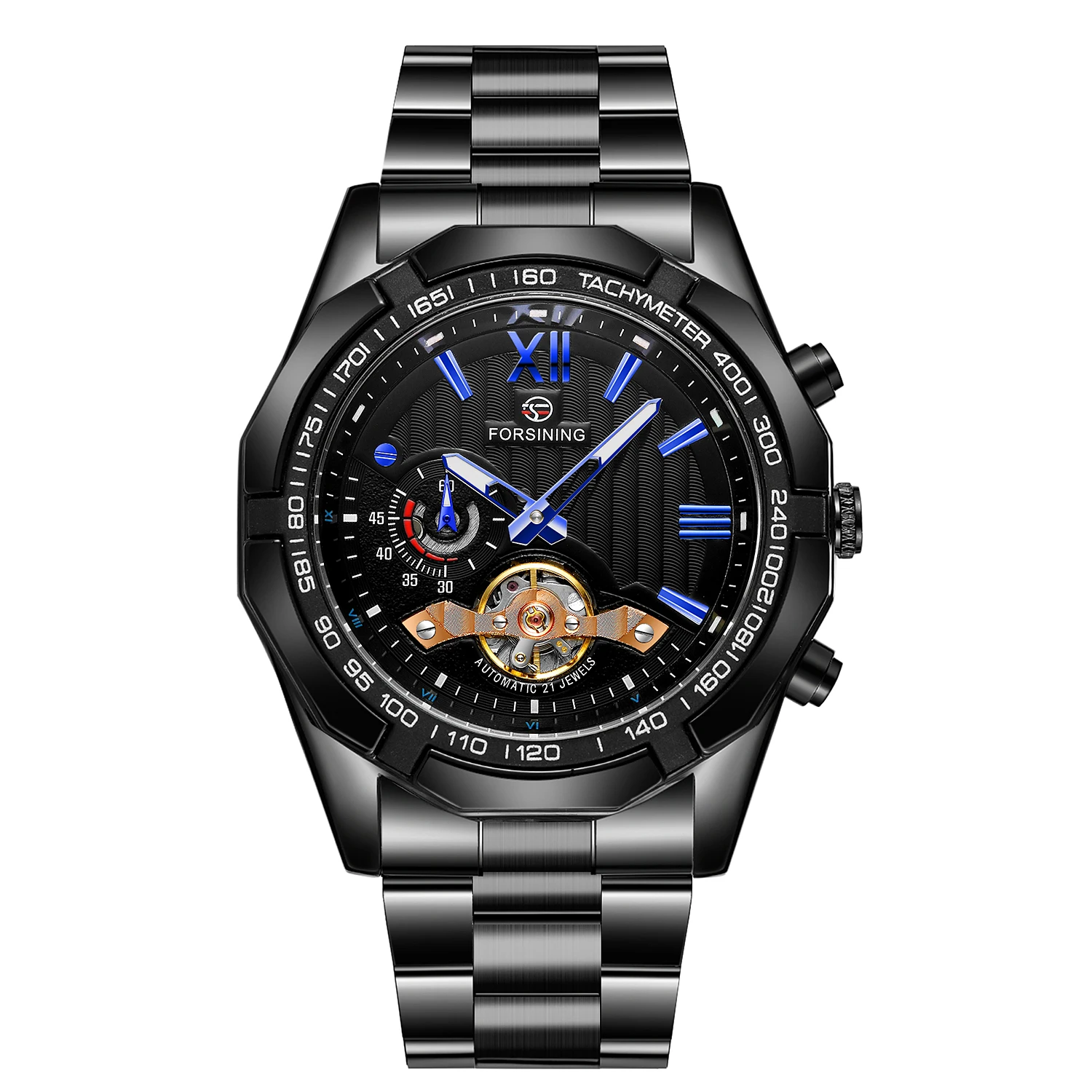 

Forsining 2022 Black Mechanical Automatic Watches For Men Skeleton Waterproof Clock Top Brand Luxury Luminous Hands Wristwatches