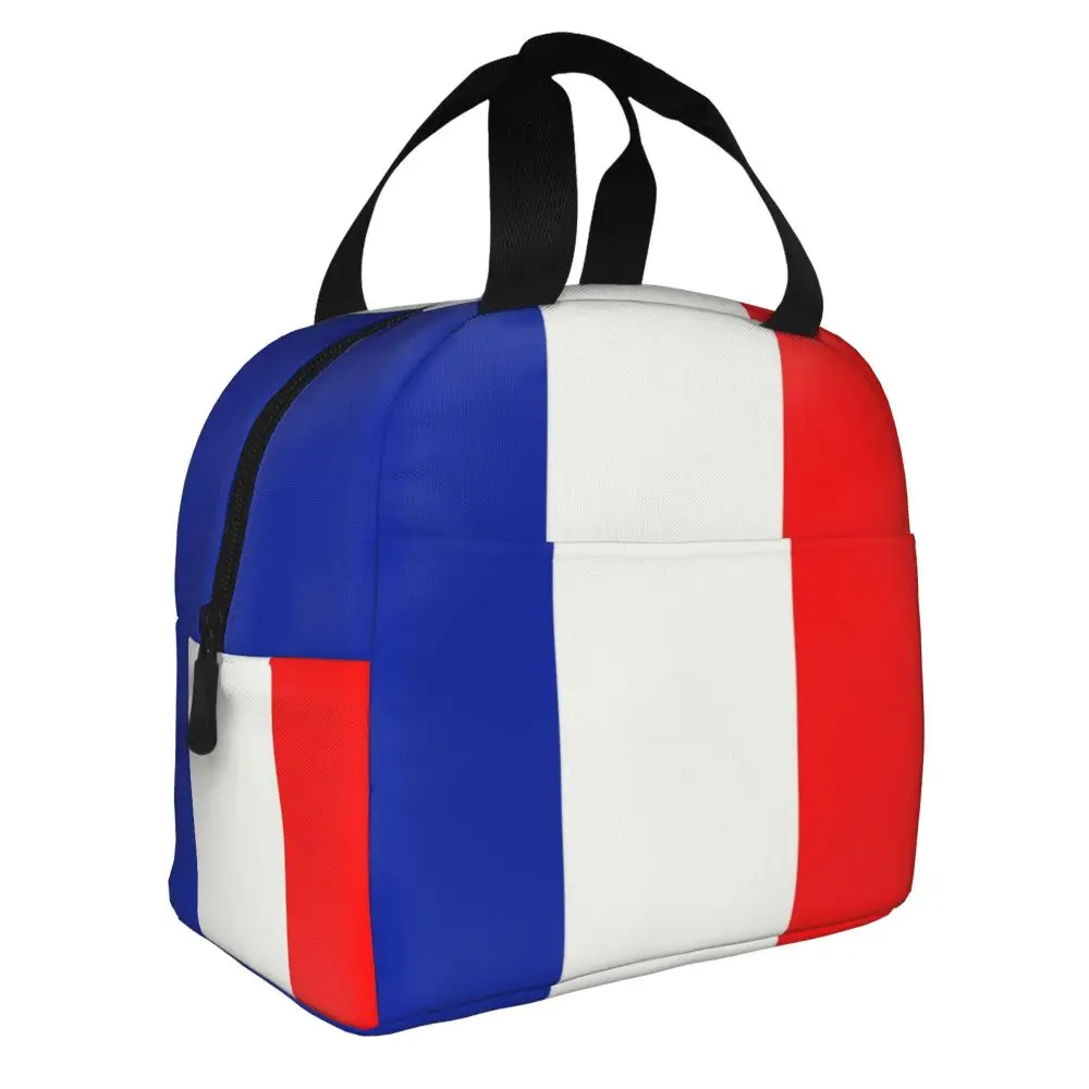 

French Flag France Insulated Lunch Tote Bag for Women Resuable Thermal Cooler Bento Box Outdoor Camping Travel