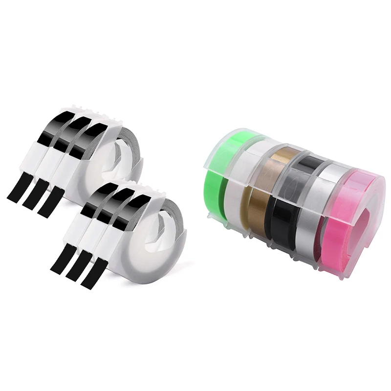 

12 рулонов тисненых этикеток, 3D пластиковая лента 9 мм X 3 метра, этикетки для тиснения, кассета для Dymo этикеток