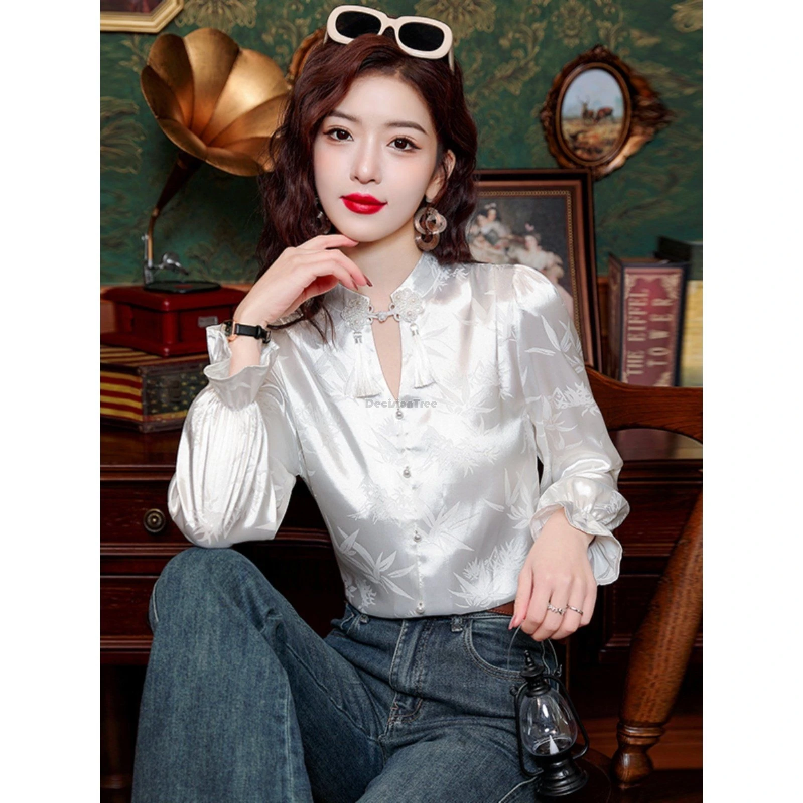 Новинка 2024 винтажный Модный костюм Тан в китайском стиле элегантный топ с