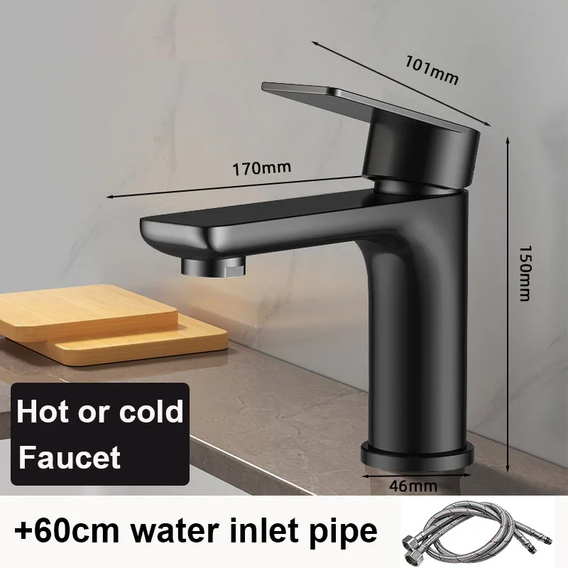Смесители для раковины, черные утолщенные смесители из нержавеющей стали для ванной комнаты, смесители для горячей и холодной воды, смесители для раковины в ванной комнате