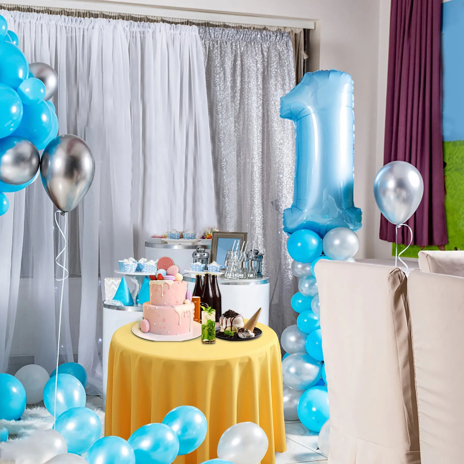 

Solid Colours Tablecloth 55" Solid Colours Fabric Tablecloth Table Cloth Cake Table Cover Overlay For Birthday Wedding Party