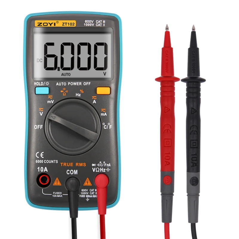 ZT102 Цифровой мультиметр 6000 отсчетов AC/DC тестер напряжения тока Вольтметр