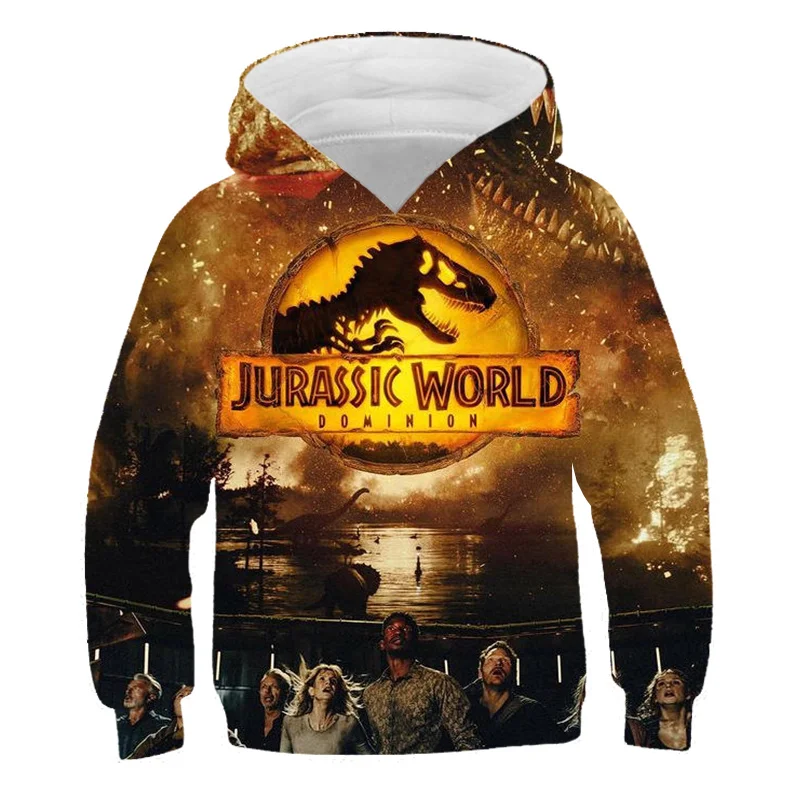 

Kids Jurassic World Dominion Sweatshirts Fashion Boys Girls Long Sleeve Hooded Tops Spring Autumn Loose Sport Hoodies 4-14 Years