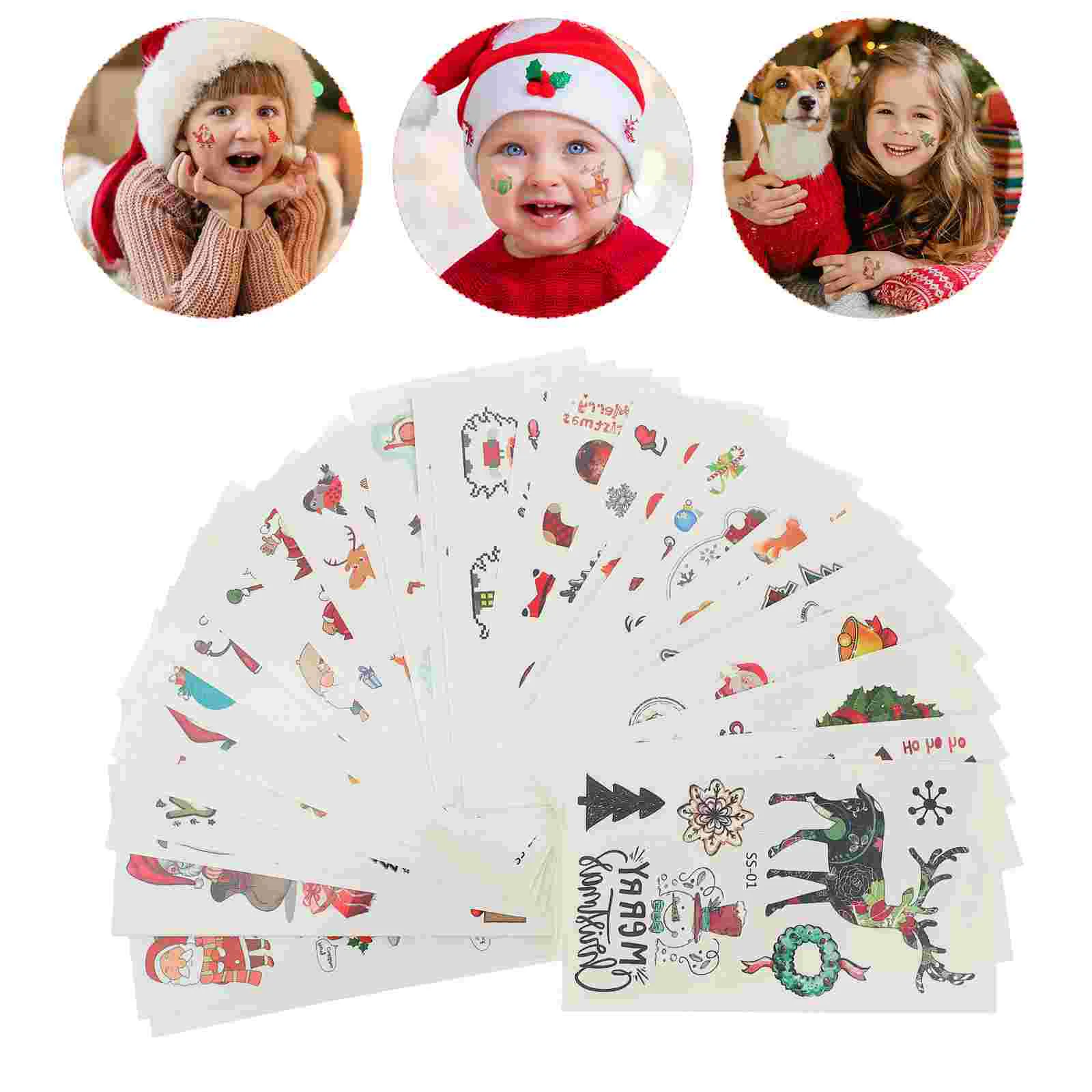 

Christmas Party Favor Supplies Christmas Temporary Stickers Xmas Cartoon Christmas Kids Body Decal