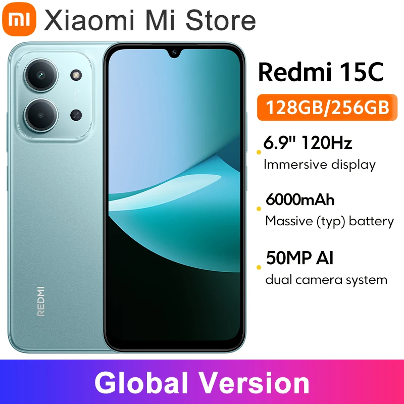 Фото Глобальная версия смартфона Xiaomi Redmi 15C MediaTek Helio G81-Ultra 120 Гц 6,9 дюйма с точечным дисплеем, основная камера 50 МП, зарядка 33 Вт №1