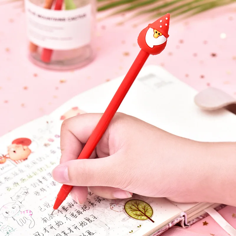 24 Pcs Wholesale Cute Cartoon Christmas Gel Pen Creativity Small Fresh Student Office Signature Pen Examination Pen Stationery