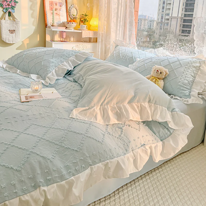 

Cut Flowers Diamond Nordic Princess Bedding Set Single Double Queen King Duvet Household Quilt Cover Bed Linen Pillowcases