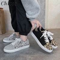 womens leopard sneakers women 2022 new fashion patchwork ladies lace up casual shoes 36 43 large sized outdoor sport shoes
