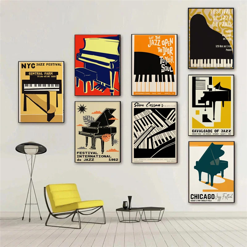 Современный плакат на тему фестиваля джаза музыки простого стиля красочные