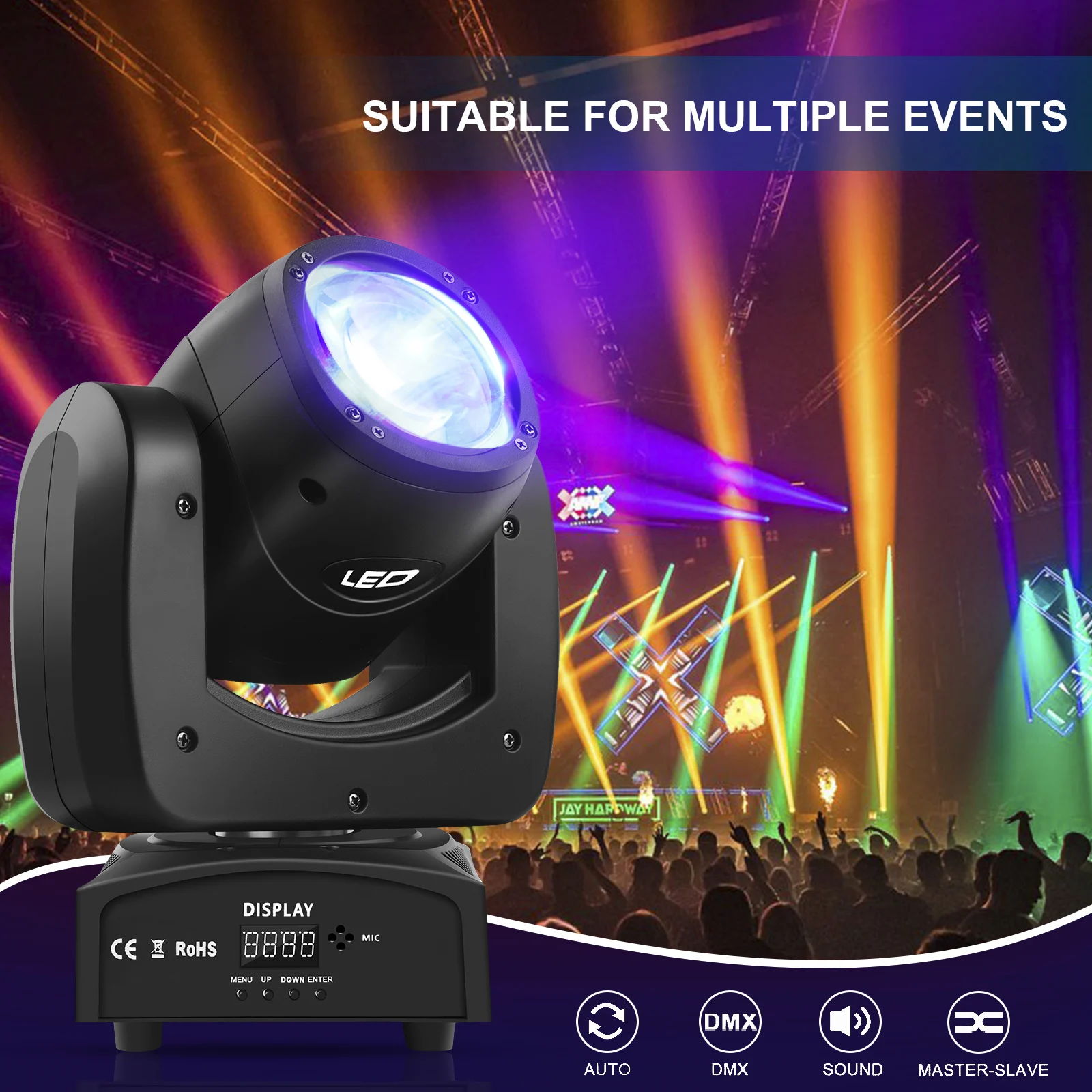 

90W High Brightness Powerful RGBW Beam Effect Pattern Light Beam Light Rotating KTV Nightclub Moving Head Disco Light Stage