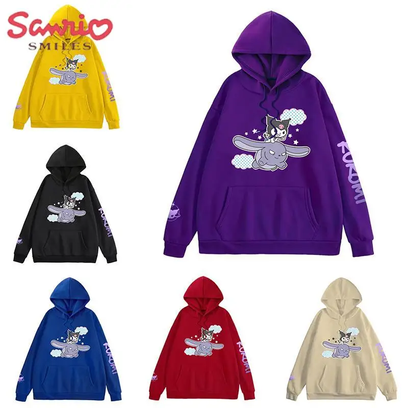 

Kawaii Sanrio Осенняя Толстовка Kuromi аниме товары Топы мультфильм Повседневная Свободная Толстовка с капюшоном с принтом милая девушка Hottie пара