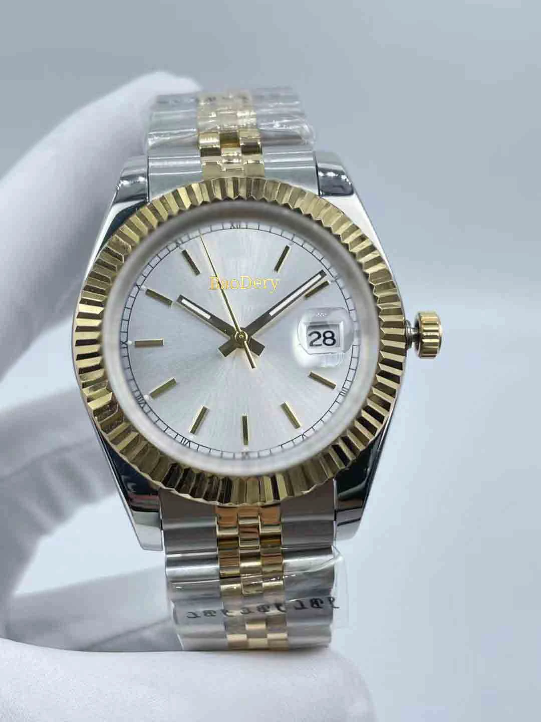 Мужские механические часы с логотипом 41 мм зубчатый безель окно календаря модные