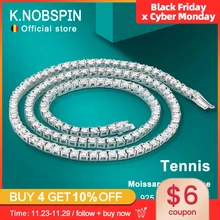 KNOBSPIN 925 Sterling Silver Moissanite Tennis Necklace for Women Real 4mm Diamonds with GRA Certificate Neck Chain Fine Jewelry