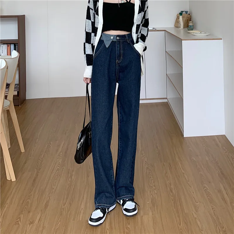 

DD2589 New design sense high waist wide leg pants loose long pants jeans