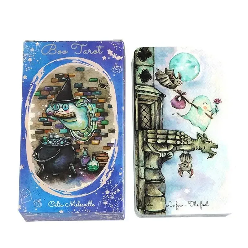

Boo Tarot by Celia Melesville 78 Cards English Fate Divination Tarot Cards for Beginner Oracle Cards Party Table Board Games