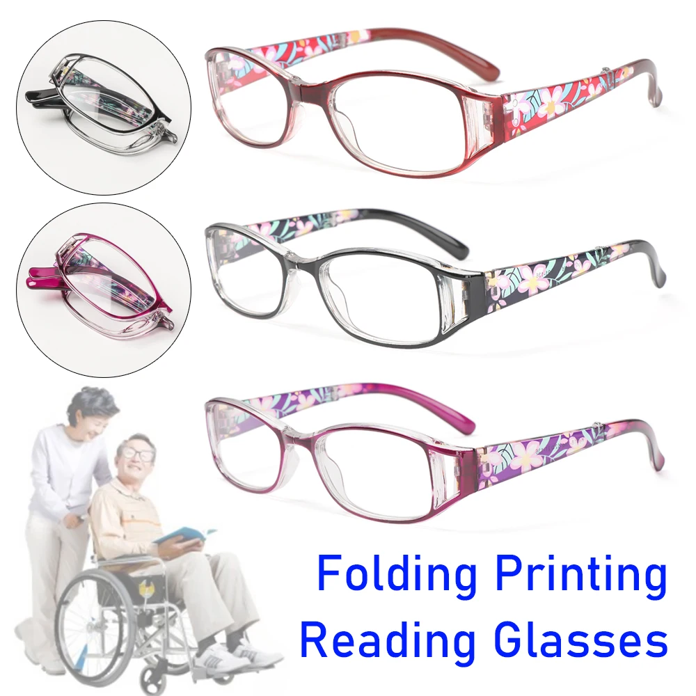 

Portable Printing Folding Anti Blue Light Reading Glasses Women Men Presbyopia Eyeglasses Computer Goggles Strength +1.0~+4.0