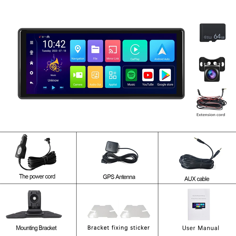 

LeeKooLuu 4 + 64G Android 10,26 беспроводной Carplay Android авто "экран Автомобильный Видеоплеер поддержка задней камеры Apple Airplay DVR