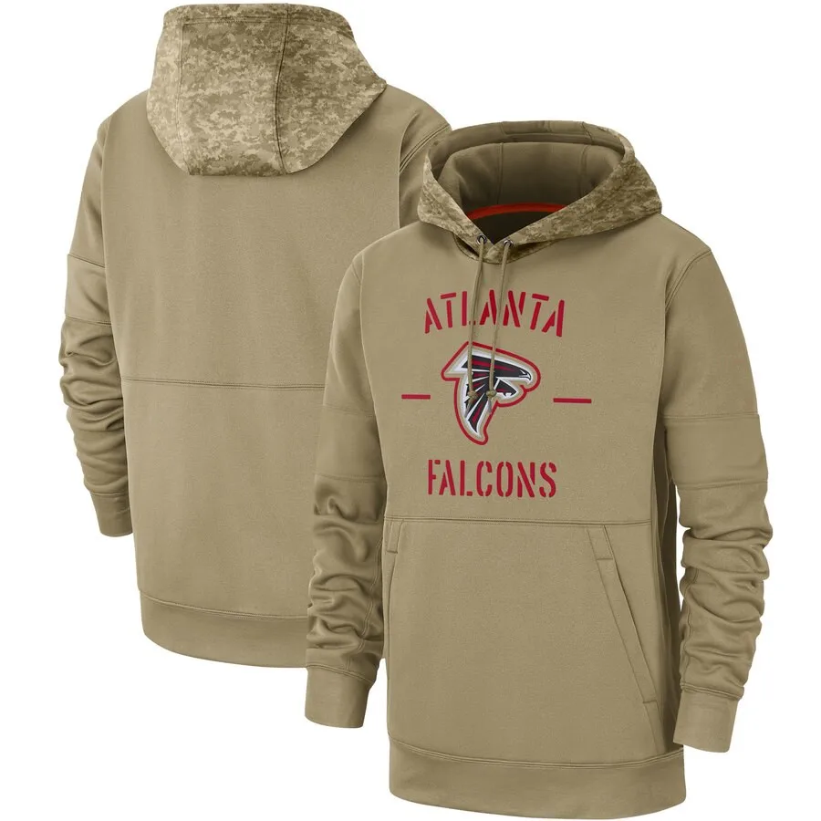 

Atlanta Men Hoodies Sweatshirt Falcons Salute to Service Sideline Therma Pullover sports American football Quality Hoodie Tan