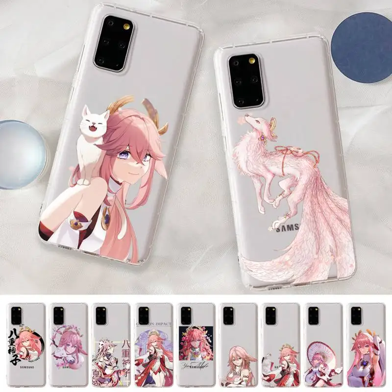 

Yinuoda Yae Miko Genshin Impact Phone Case for Samsung S20 S10 lite S21 plus for Redmi Note8 9pro for Huawei P20 Clear Case