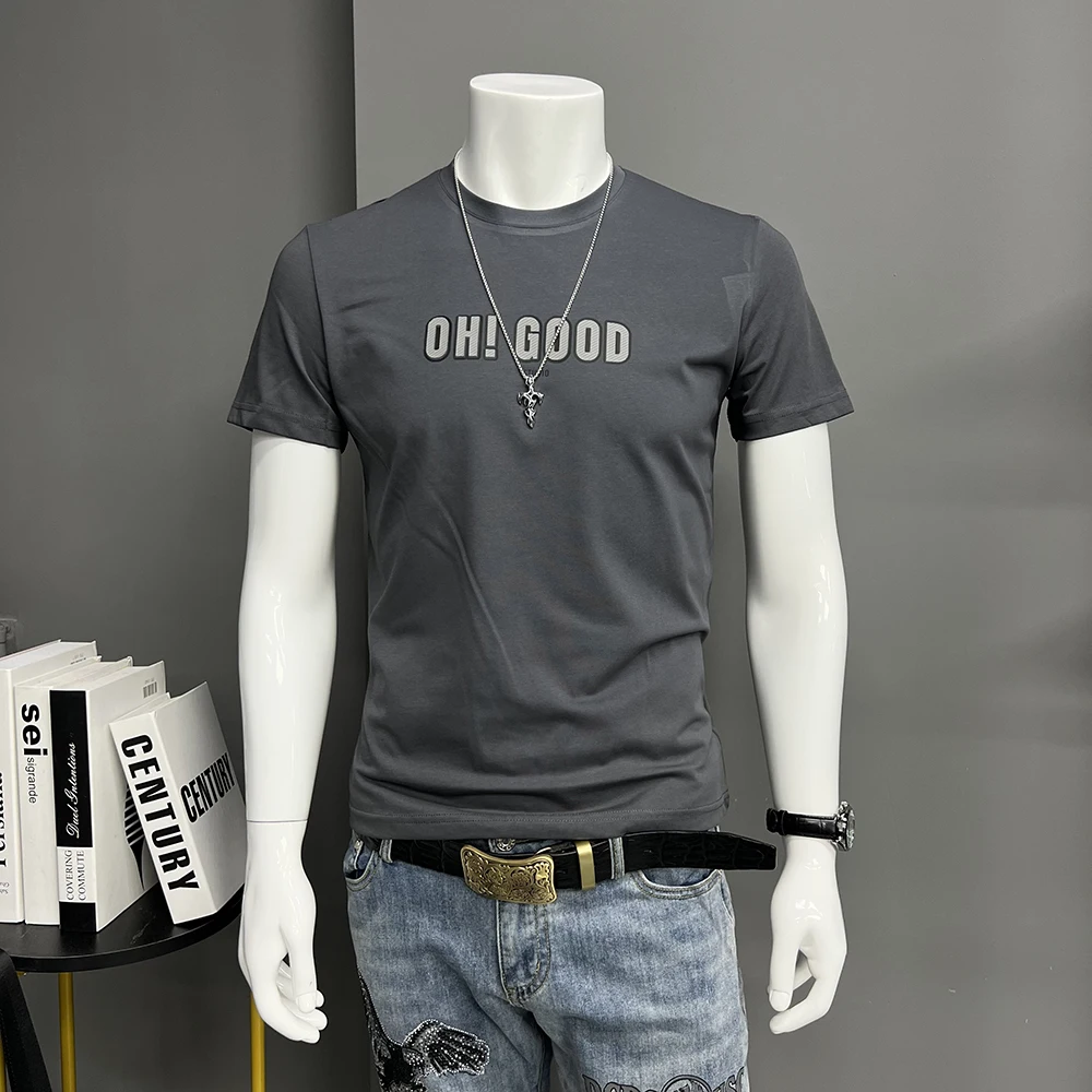 Футболка мужская с буквенным принтом модная брендовая Повседневная облегающая